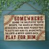 Baseball Behind The Ballplayer Customized Wood Rectangle Sign