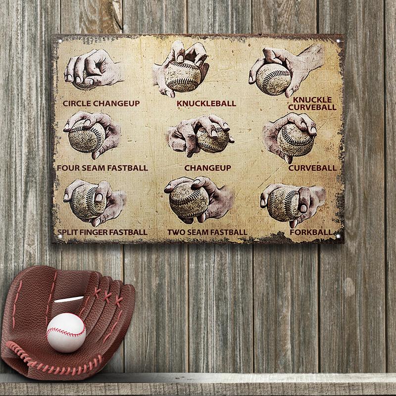 Baseball Hand Pitching Grips Customized Classic Metal Signs