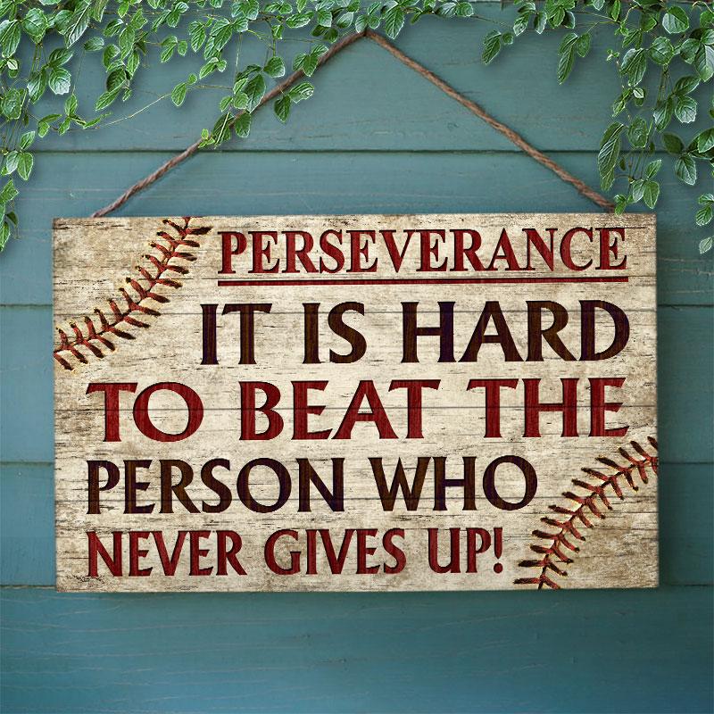 Baseball Perseverance Customized Wood Rectangle Sign