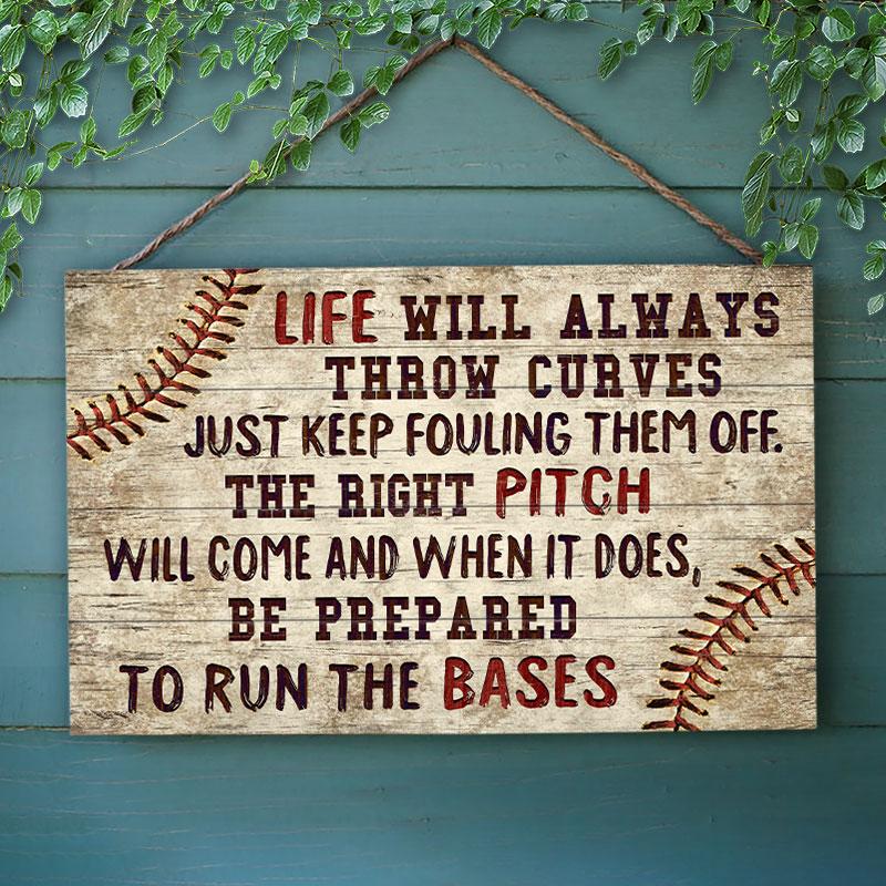 Baseball The Right Pitch Customized Wood Rectangle Sign