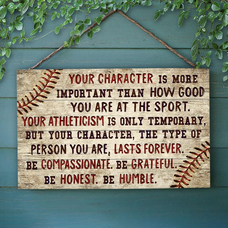 Baseball Your Character Customized Wood Rectangle Sign