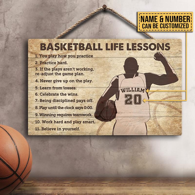 Basketball Life Lessons Custom Wood Rectangle Sign