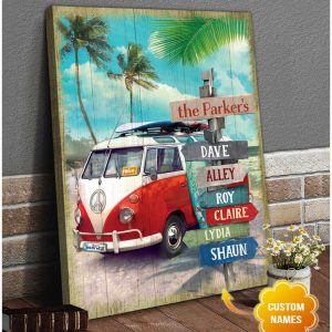 Beach And Camper Family Customized Canvas Prints Wall Art Decor