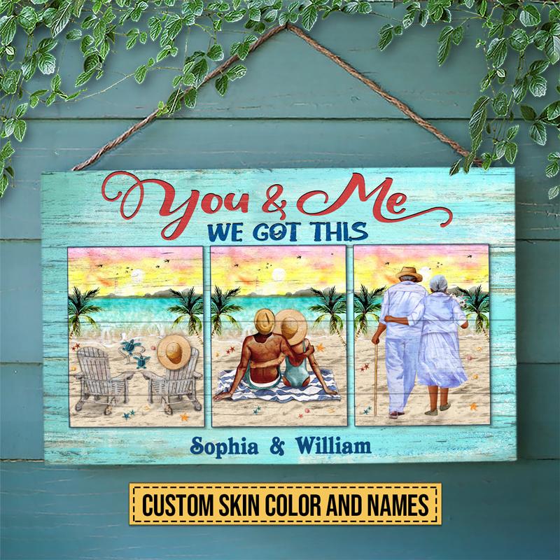 Beach Couple You And Me We Got This Custom Wood Rectangle Sign Teehall