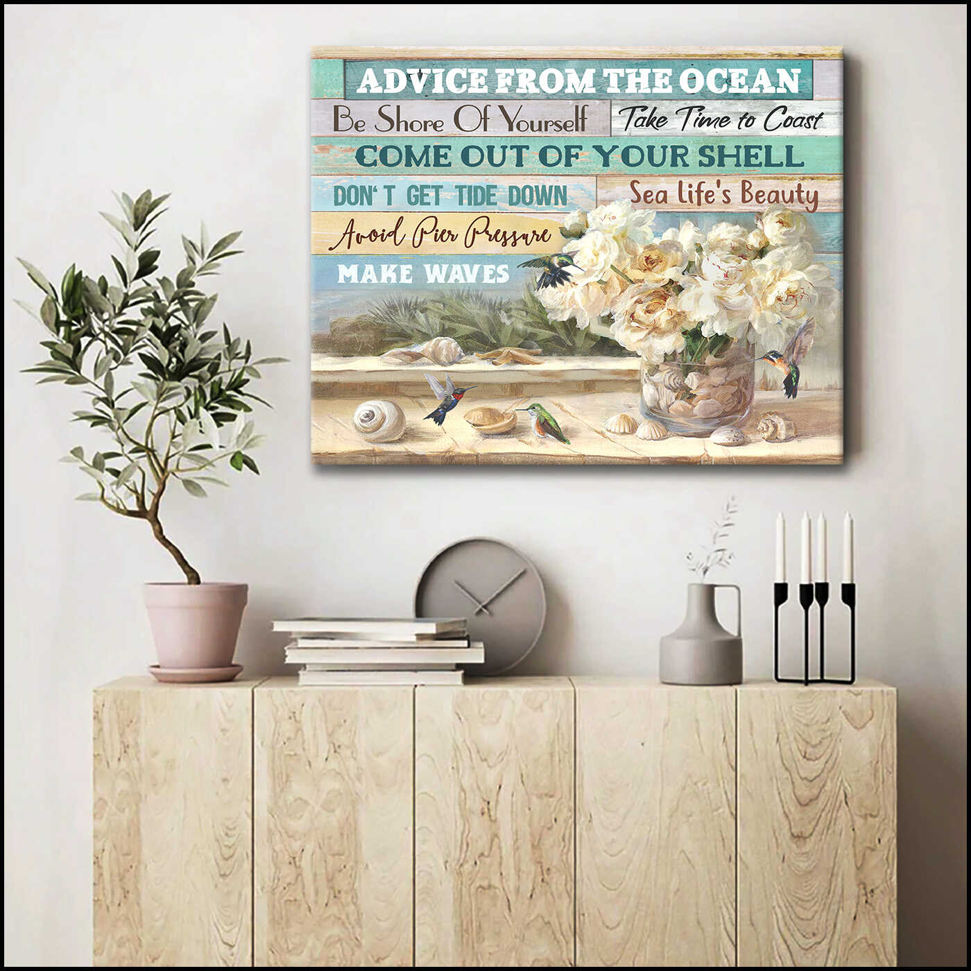 Beach House And Hummingbirds Advice From The Ocean Canvas Prints Wall Art Decor