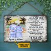 Beach Old Couple Husband Wife I Choose You Custom Wood Rectangle Sign