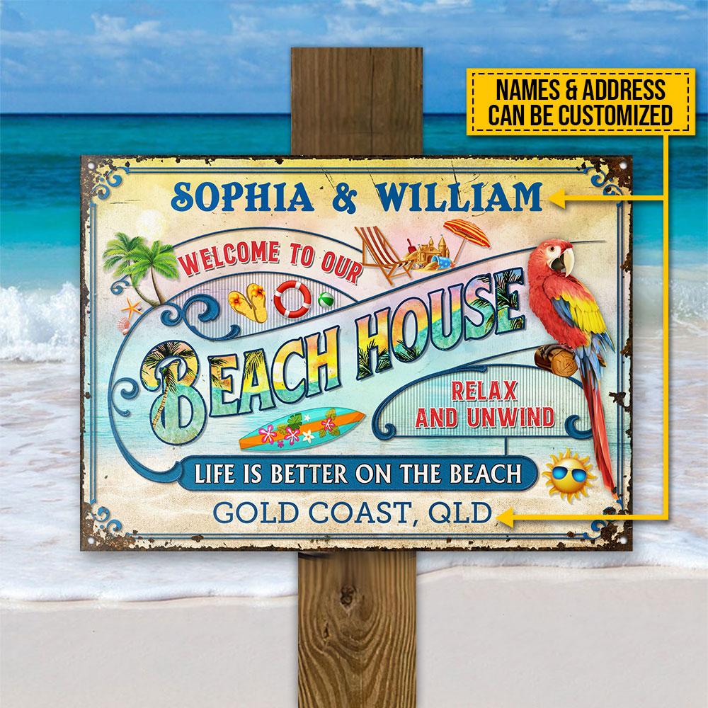 Beach Surfing Beach House Pastel Custom Classic Metal Signs