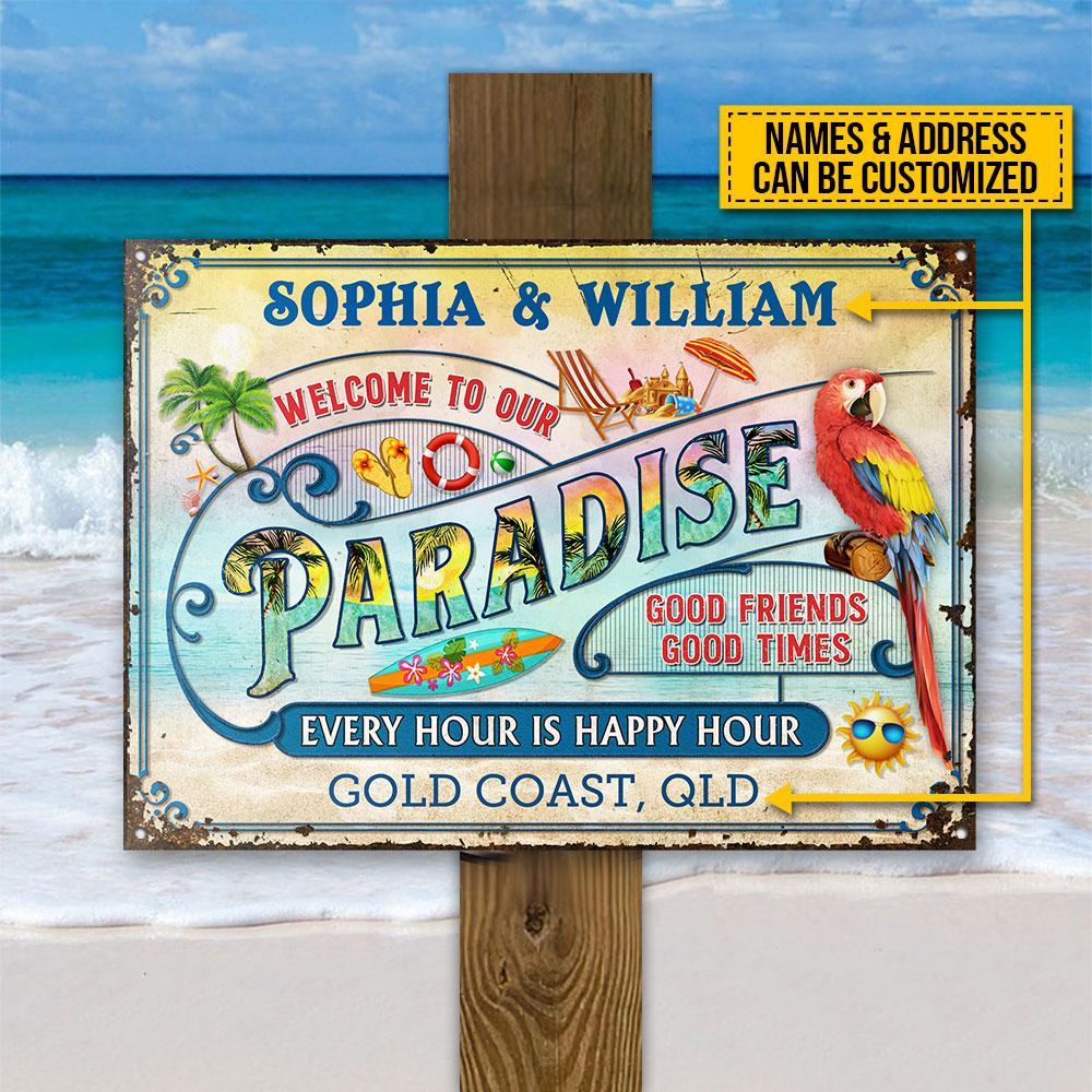 Beach Surfing Our Paradise Pastel Custom Classic Metal Signs