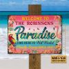 Beach Welcome To Paradise Custom Classic Metal Signs