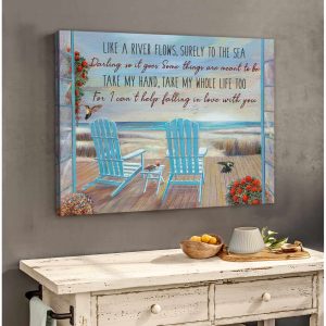 Beautiful Beach Canvas CanT Help Falling In Love With You Romantic Wall Art Decor 1