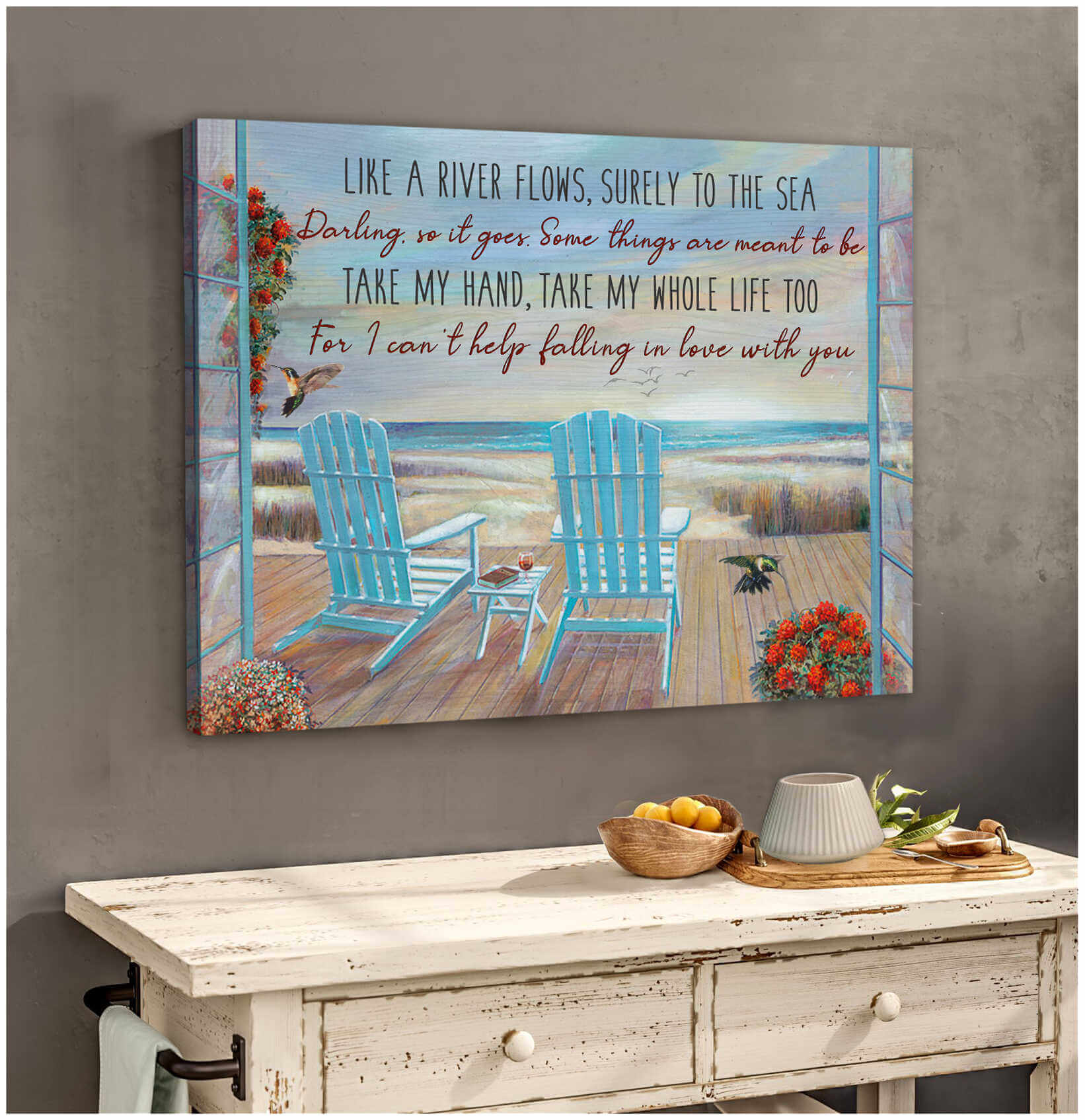 Beautiful Beach Canvas Can'T Help Falling In Love With You Romantic ...