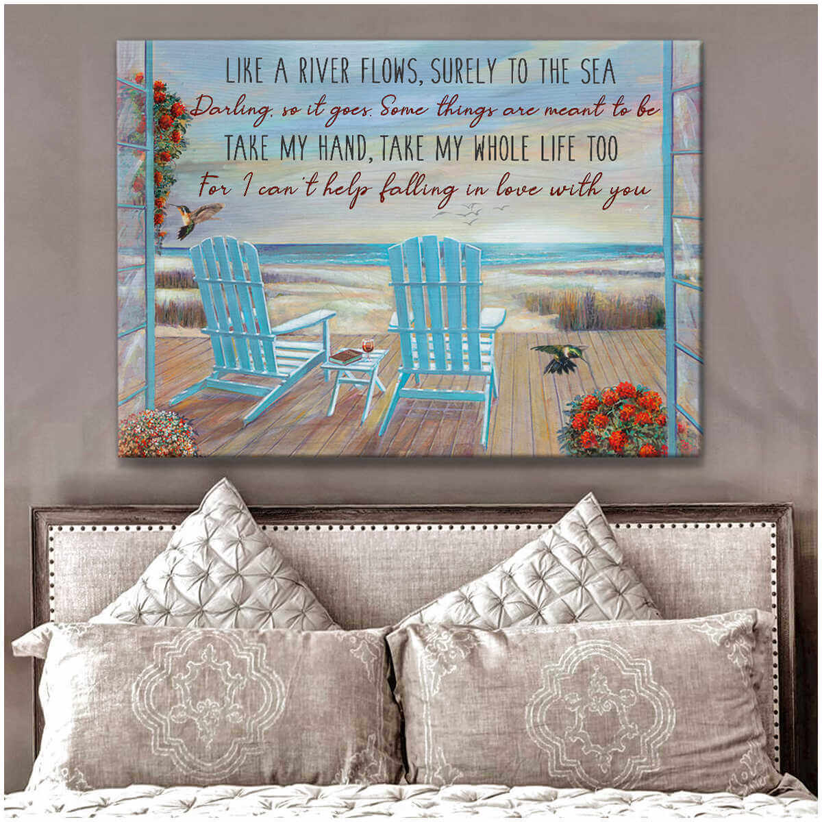 Beautiful Beach Canvas Can'T Help Falling In Love With You Romantic ...