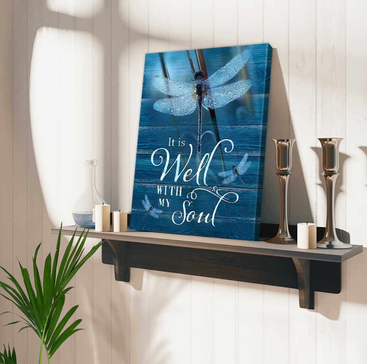 Beautiful Dragonfly Canvas It Is Well With My Soul Wall Art Decor