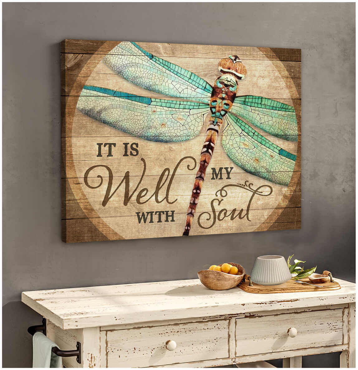 Canvas Painting Dragonfly With God All Things Are Possible Canvas Wall Art Decor Gift For Friends Gift For Family Home Decor Wall Hanging