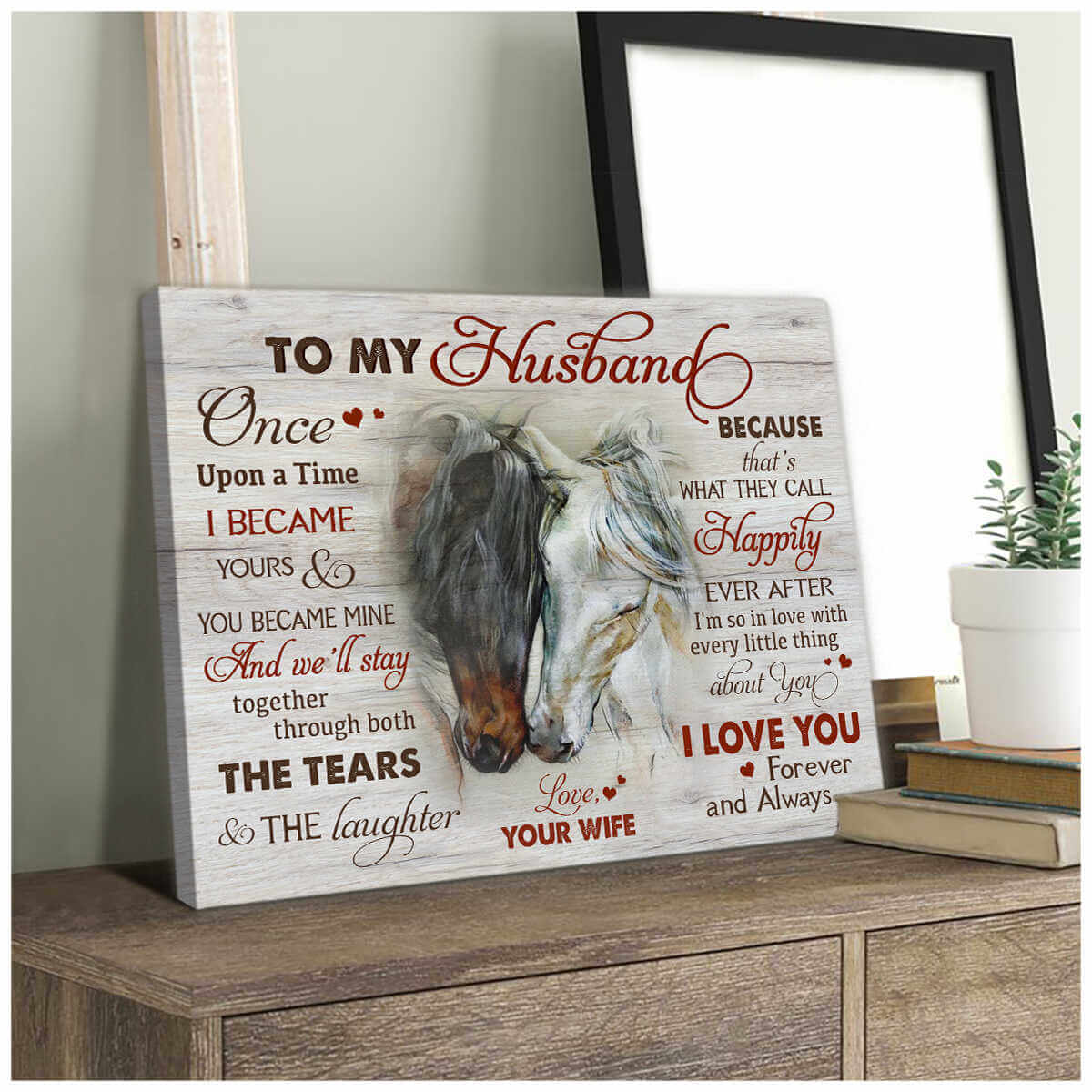 Beautiful Horse Canvas To My Husband Wall Art Decor