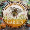 Bee Garden Pollinator Friendly Customized Wood Circle Sign