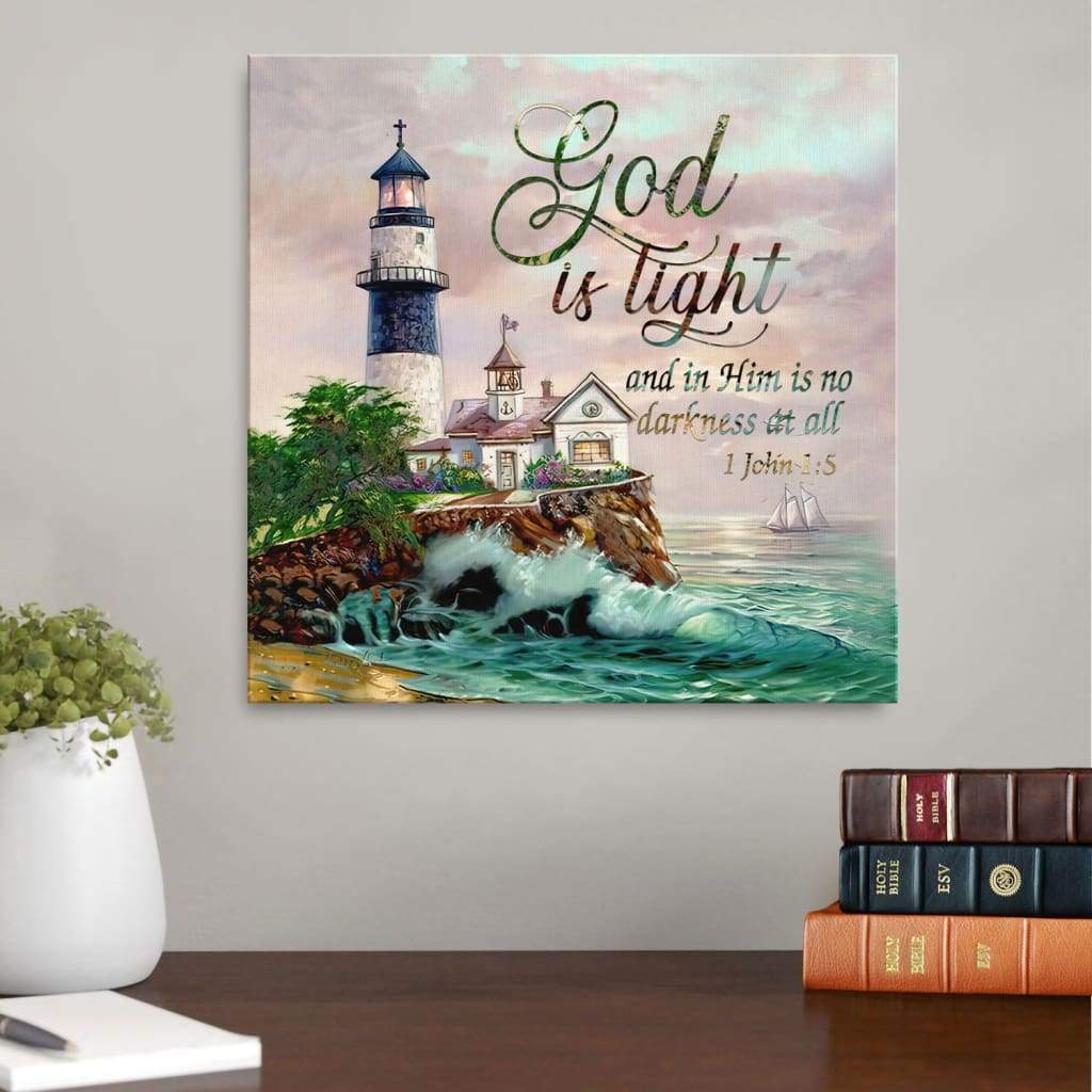 Bible Verse Wall Art - God Is Light 1 John 1:5 Kjv Canvas Print