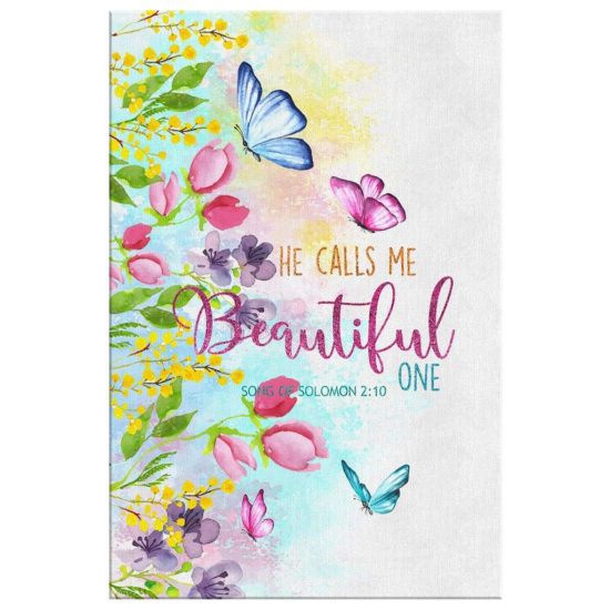 Bible Verse Wall Art He Calls Me Beautiful One Canvas Print 2