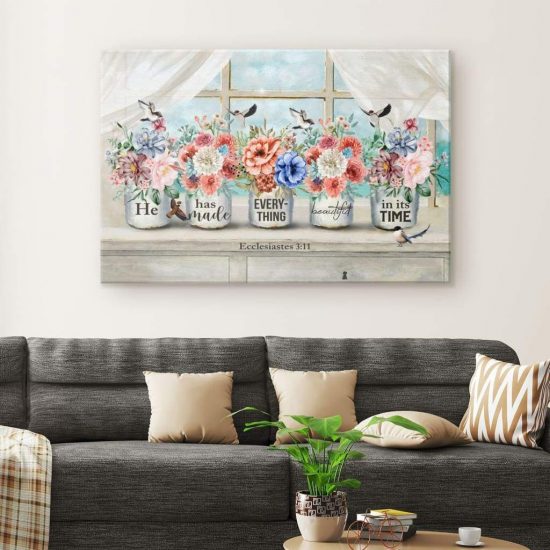 Bible Verse Wall Art He Has Made Everything Beautiful In Its Time Ecclesiastes 311 Canvas Art 1