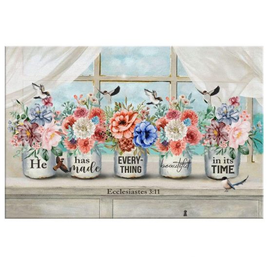 Bible Verse Wall Art He Has Made Everything Beautiful In Its Time Ecclesiastes 311 Canvas Art 2