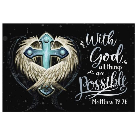 Bible Verse Wall Art Matthew 1926 With God All Things Are Possible Canvas Print 2 1