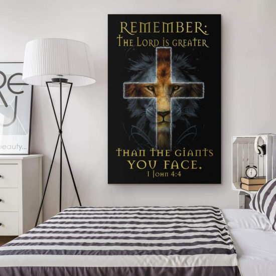 Bible Verse Wall Art The Lord Is Greater Than The Giants You Face 1 John 44 Canvas 1