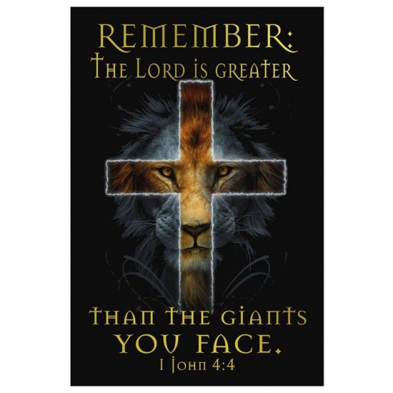 Bible Verse Wall Art The Lord Is Greater Than The Giants You Face 1 John 44 Canvas 2