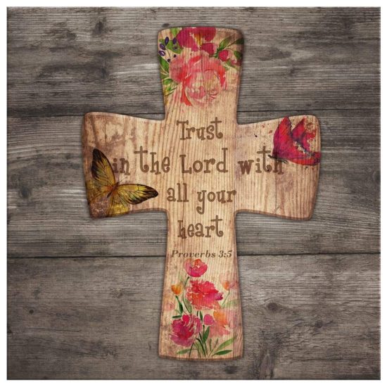 Bible Verse Wall Art Trust In The Lord With All Your Heart Proverbs 35 Canvas Print 2