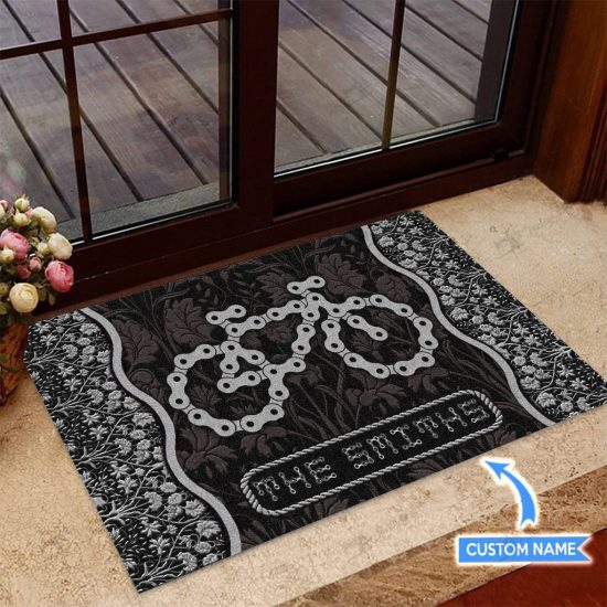 Bicycle Chain Personalized Custom Name Doormat Welcome Mat 1