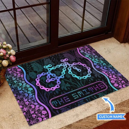 Bicycle Chain Personalized Custom Name Doormat Welcome Mat 3