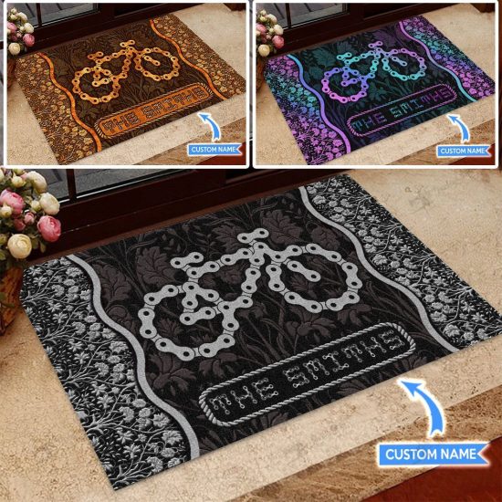 Bicycle Chain Personalized Custom Name Doormat Welcome Mat