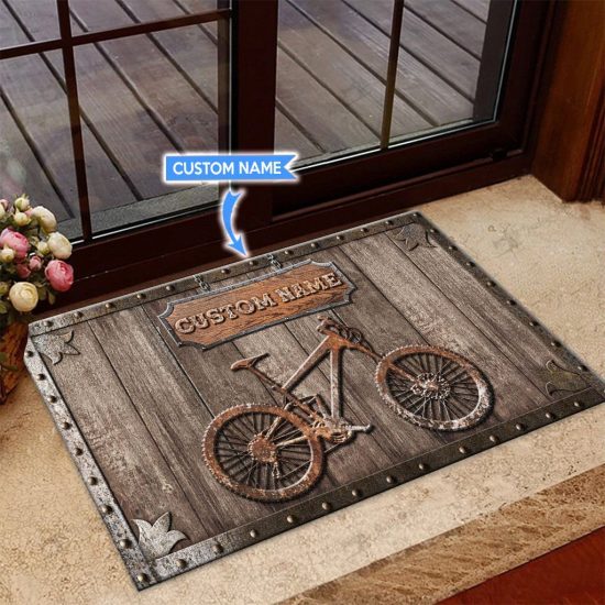 Bicycle Personalized Custom Name Doormat Welcome Mat