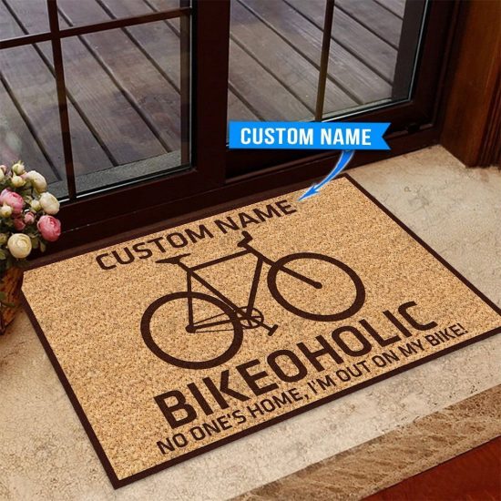 Bikeoholiccycling Personalized Custom Name Doormat Welcome Mat