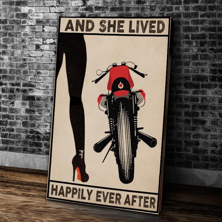 Biker-Canvas-And-She-Lived-Happily-Ever-After-Canvas-Prints-Wall-Art-Decor Biker Canvas And She Lived Happily Ever After Canvas Prints Wall Art Decor