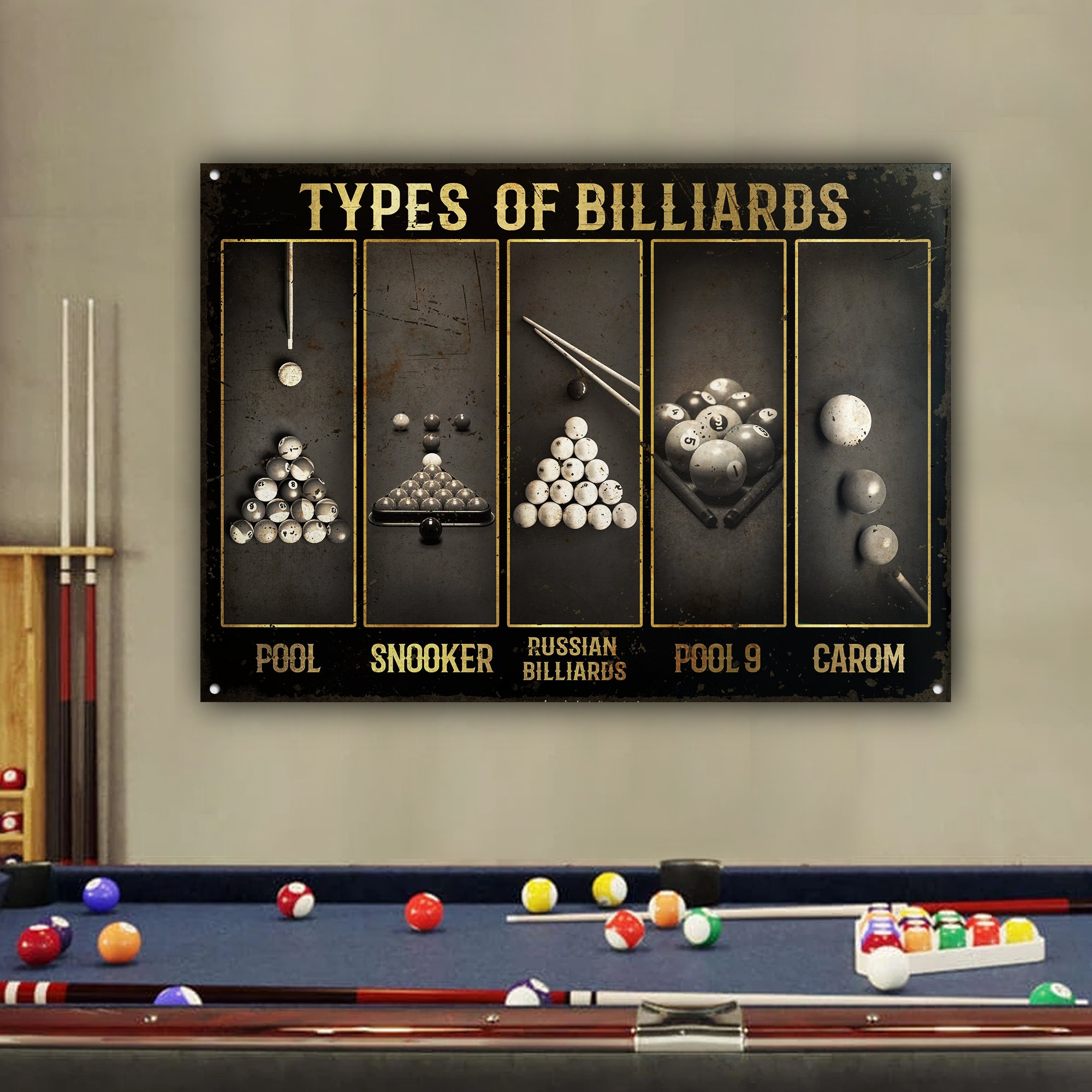 Billiard Types Of Customized Classic Metal Signs