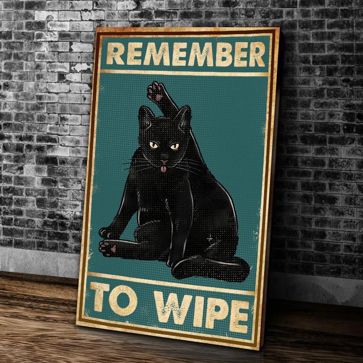 Black Cat Canvas Remember To Wipe Canvas Prints Wall Art Decor