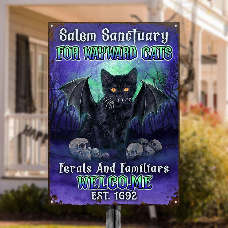 Black Cat Salem Sanctuary For Wayward Cat Custom Classic Metal Signs
