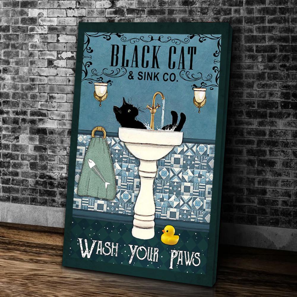 Black Cat & Sink Co. Wash Your Paws Canvas Prints