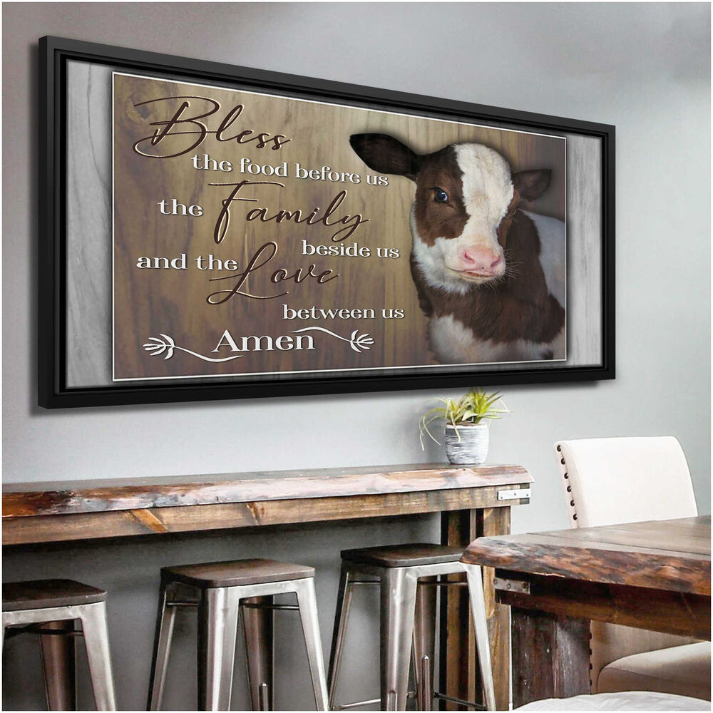 Black Framed Canvas Bless The Love Between Us Cows Farmhouse Canvas Prints Wall Art Decor