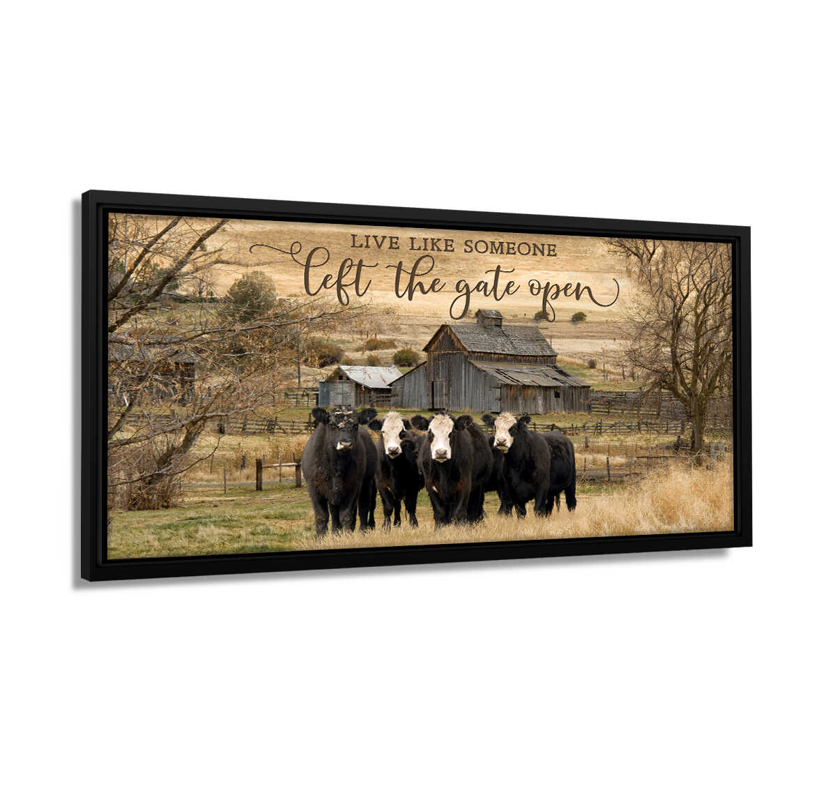 Black-Framed-Canvas-Live-Like-Someone-Left-The-Gate-Open-Cows-Canvas-Prints-Wall-Art-Decor-1 Black Framed Canvas Live Like Someone Left The Gate Open Cows Canvas Prints Wall Art Decor 1
