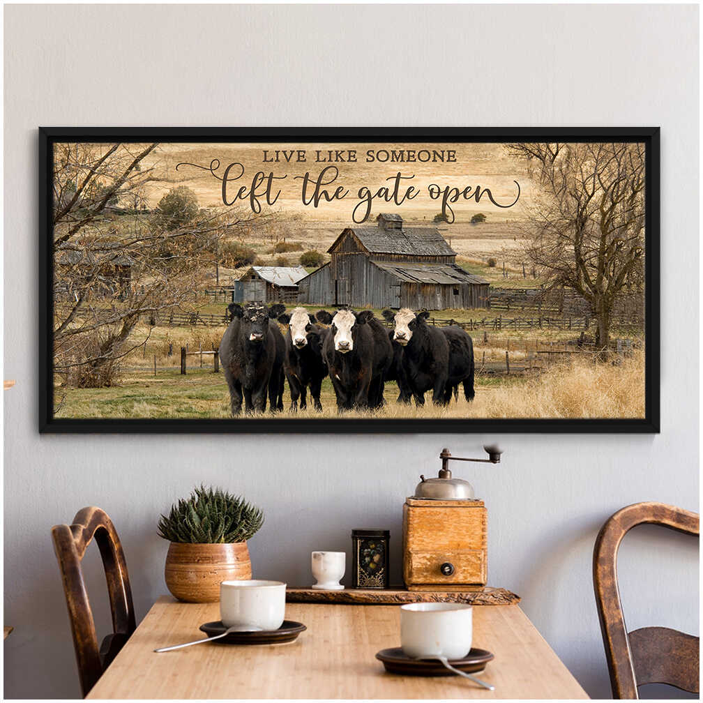 Black-Framed-Canvas-Live-Like-Someone-Left-The-Gate-Open-Cows-Canvas-Prints-Wall-Art-Decor-2 Black Framed Canvas Live Like Someone Left The Gate Open Cows Canvas Prints Wall Art Decor 2