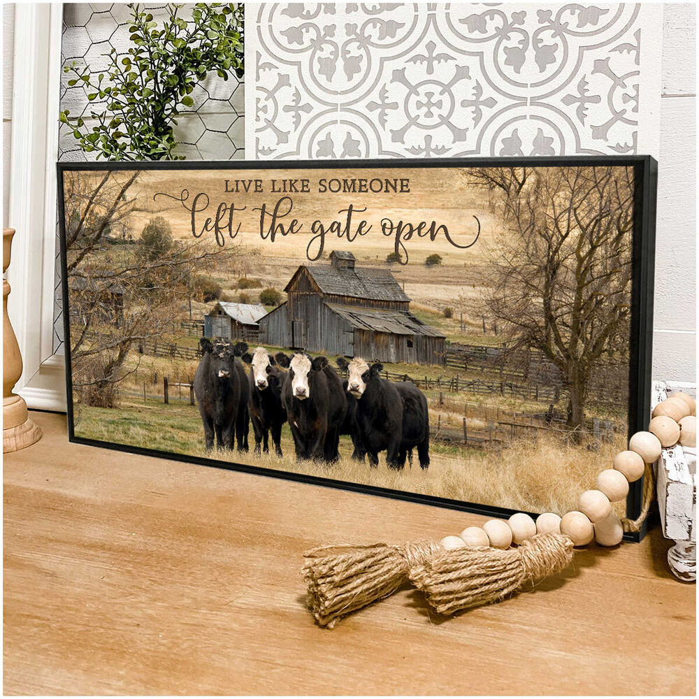 Black-Framed-Canvas-Live-Like-Someone-Left-The-Gate-Open-Cows-Canvas-Prints-Wall-Art-Decor-3 Black Framed Canvas Live Like Someone Left The Gate Open Cows Canvas Prints Wall Art Decor 3