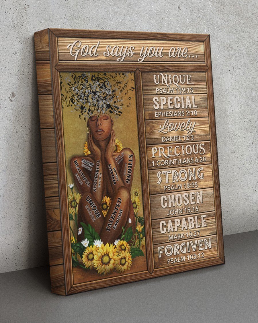Black-Girl-Canvas-God-Says-You-Are-Unique-Canvas Black Girl Canvas