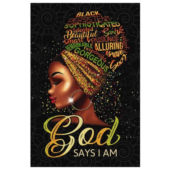 Black Woman God Says I Am Wall Art Canvas 2