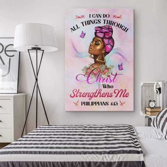 Black Woman I Can Do All Things Through Christ Wall Art Canvas 1