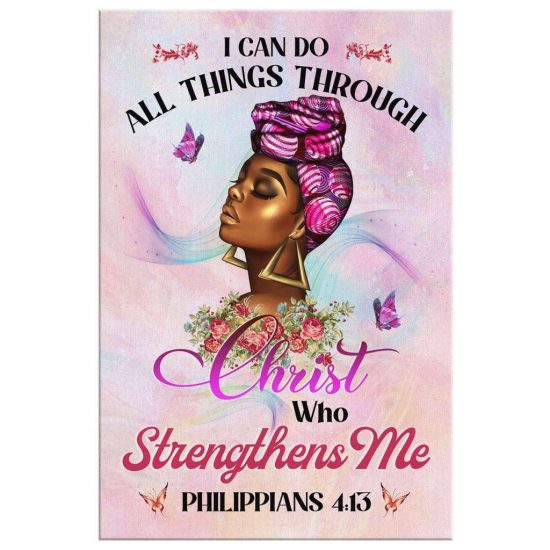 Black Woman I Can Do All Things Through Christ Wall Art Canvas 2