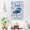( Blue) Jesus Take The Wheel Christian Canvas Wall Art
