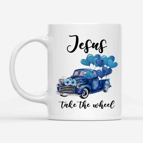 Blue Jesus Take The Wheel Coffee Mug 1