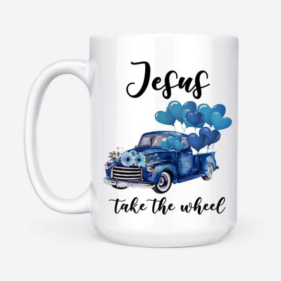 Blue Jesus Take The Wheel Coffee Mug 2
