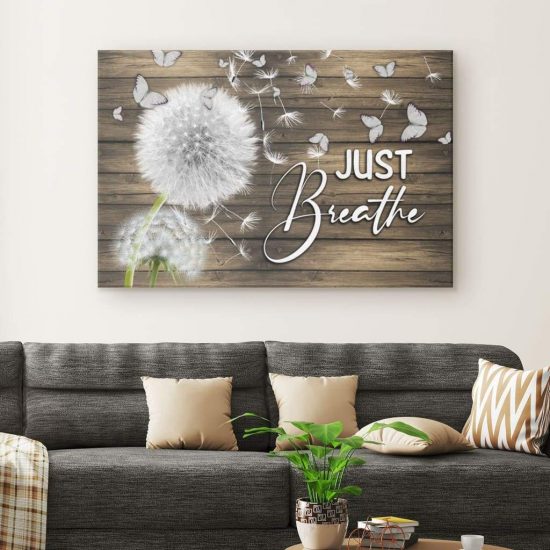 Brown Just Breathe Canvas Wall Art 1